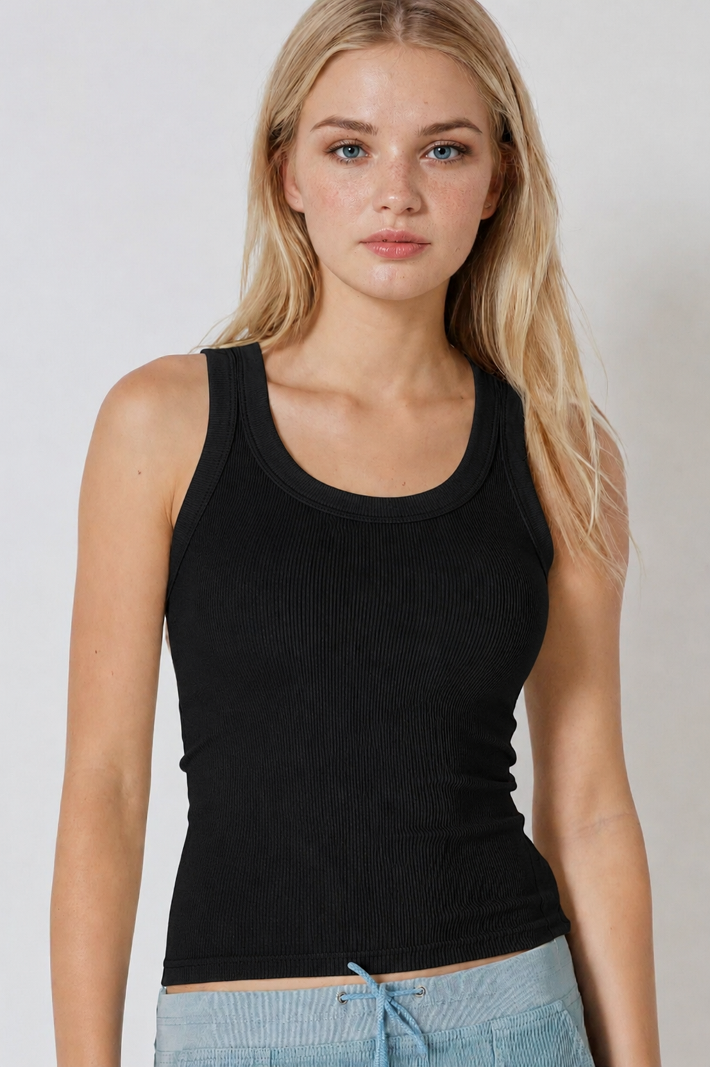 NIKIBIKI Black Reversible Ribbed Tank Top