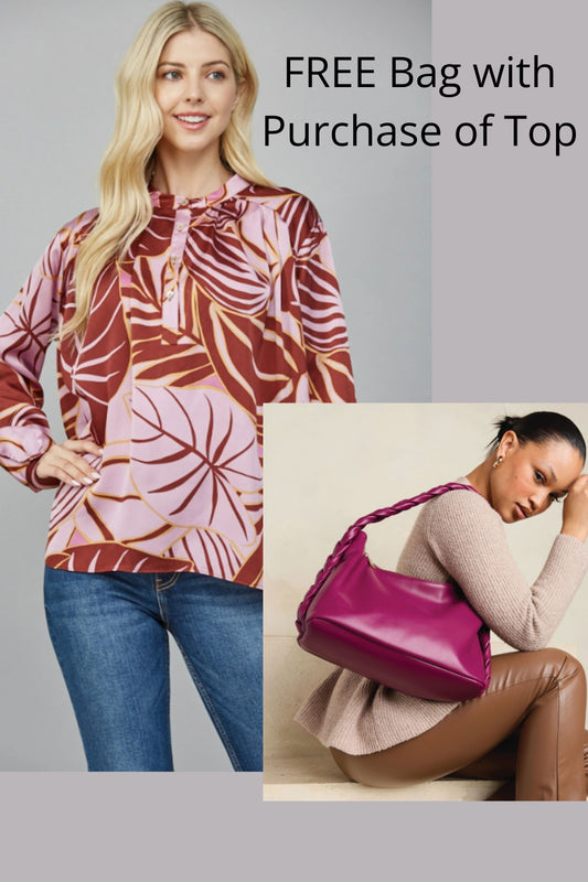 FATE Lilac and Brown Print Top