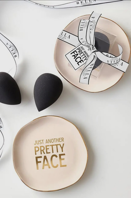 Just Another Pretty Face Ceramic Tray with Makeup Sponge