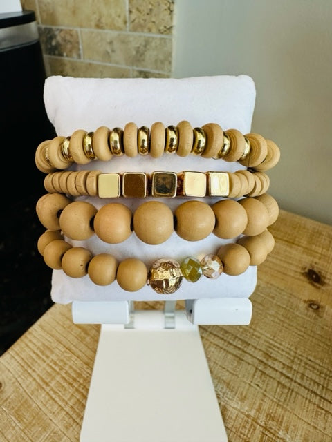 Natural and Gold Bracelet Stack