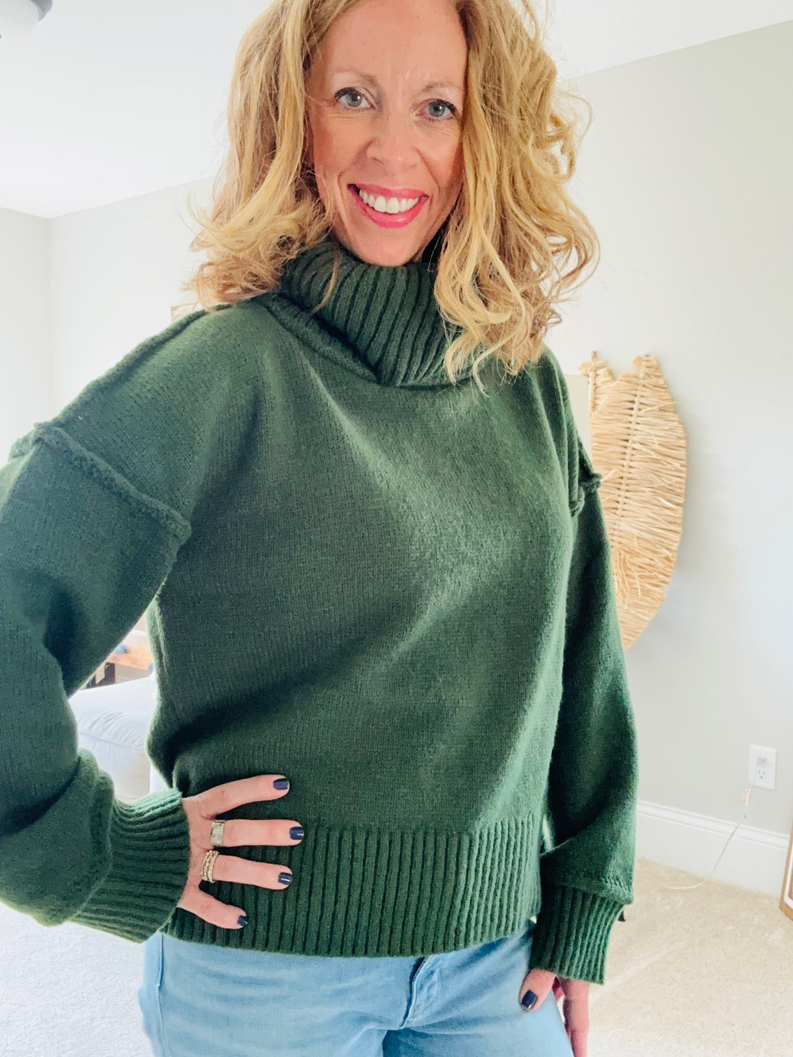 Olive Green Turtleneck Sweater