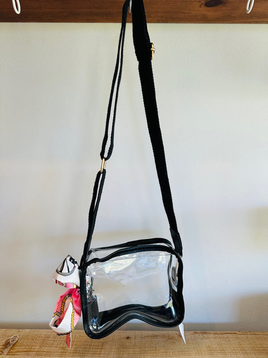 Black Clear Stadium Bag with Removable Tie