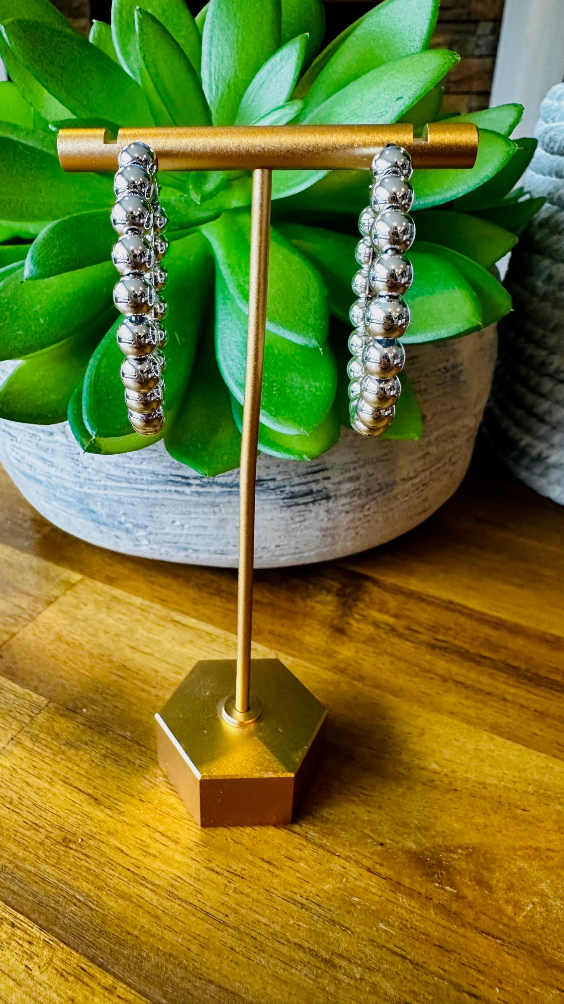 Silver Ball Hoop Earrings