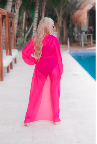 Plus Size Pink Tides Coverup/Kimono