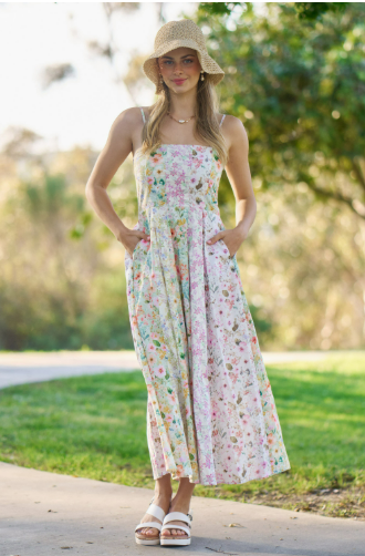 Mixed Floral Midi Dress