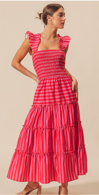 So Me Pink Tiered Maxi Dress