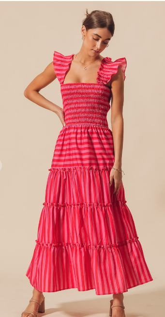 So Me Pink Tiered Maxi Dress