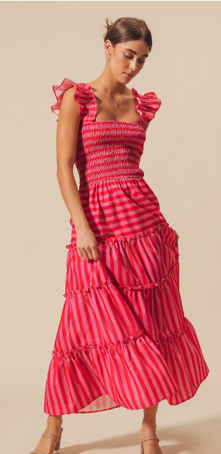 So Me Pink Tiered Maxi Dress