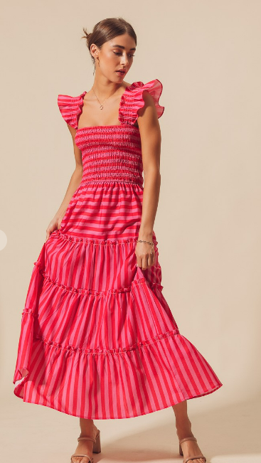 So Me Pink Tiered Maxi Dress