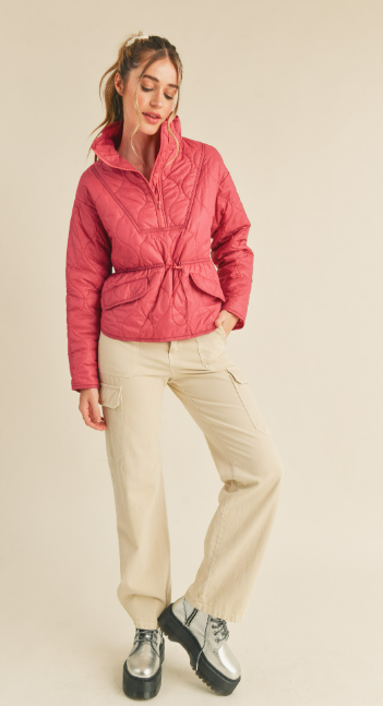 &Merci Pink Quilted Puffer Jacket