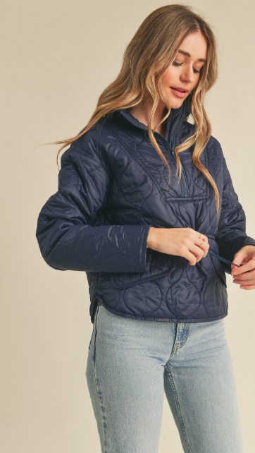 &Merci Navy Blue Quilted Puffer Jacket