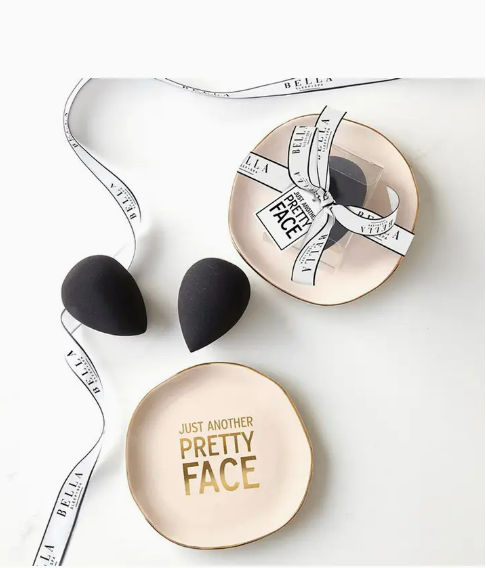 Just Another Pretty Face Ceramic Tray with Makeup Sponge