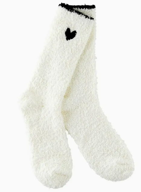 Black Trim and Heart Cozy Socks