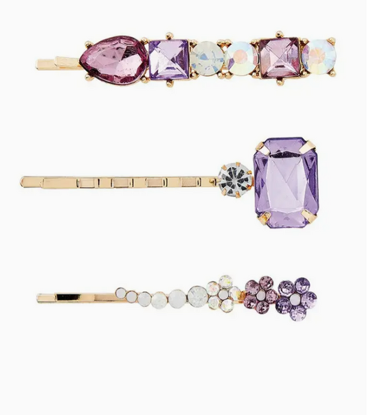 Lavender Crystal Hair Pins