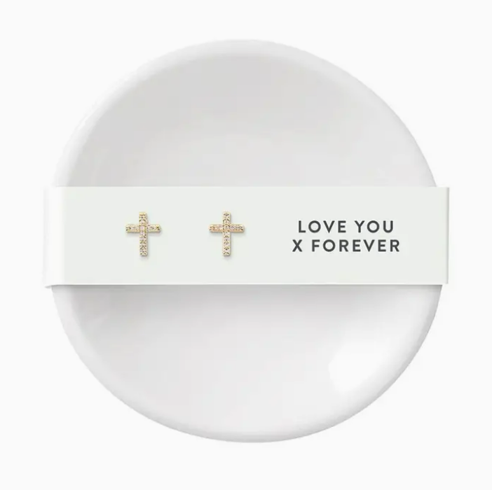 Love You Forever Ceramic Dish & Earrings Set