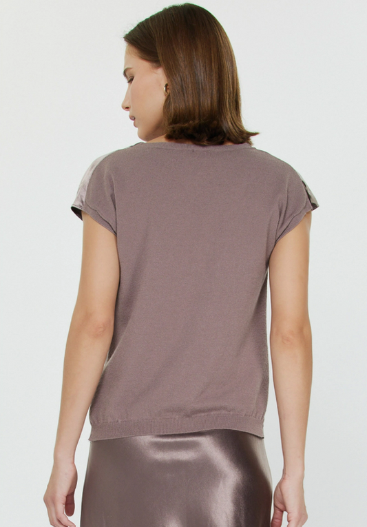 Current Air Mauve Cowl Neck Silky Sweater Top