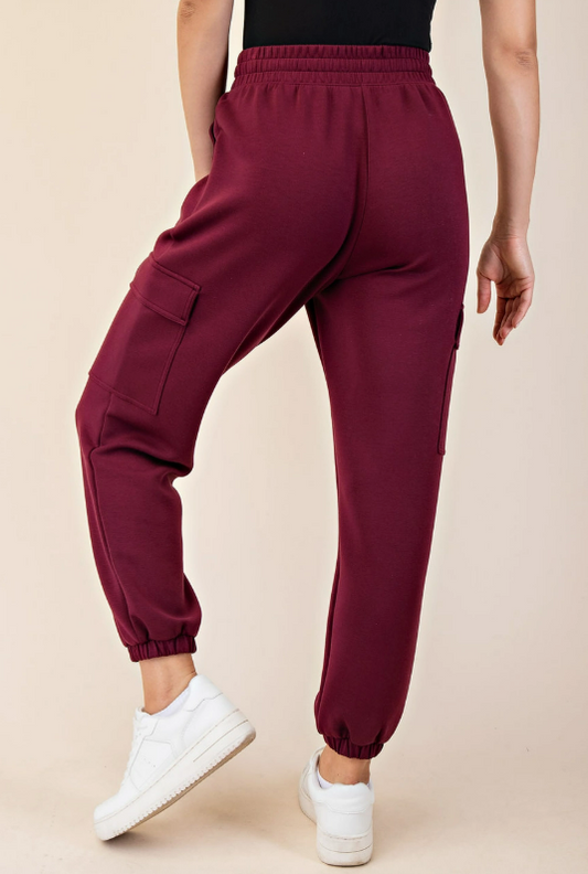 Rae Mode Wine Modal Scuba Cargo Jogger Pant