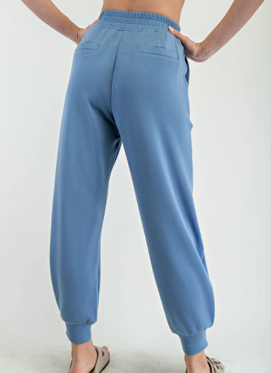Rae Mode Paradise Blue Modal Scuba Full Length Jogger Pant