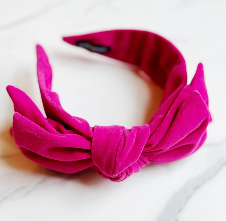 Pink Velvet Bow Headband