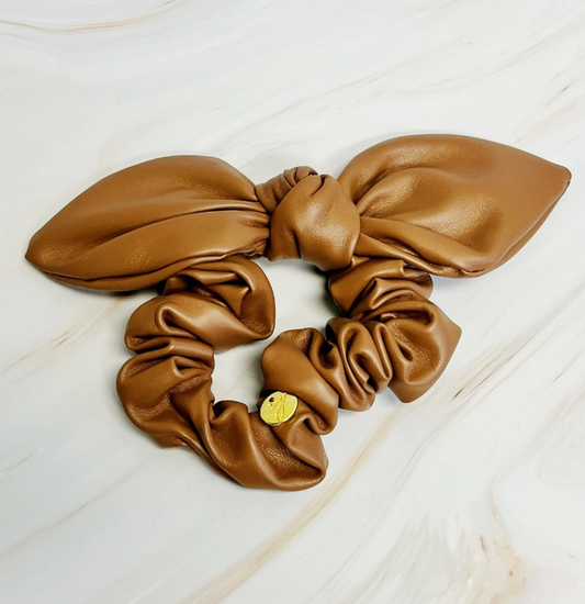 Brown Leather Hair Tie Scrunch