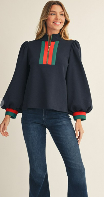 Jodifyl Navy Color Rib Top