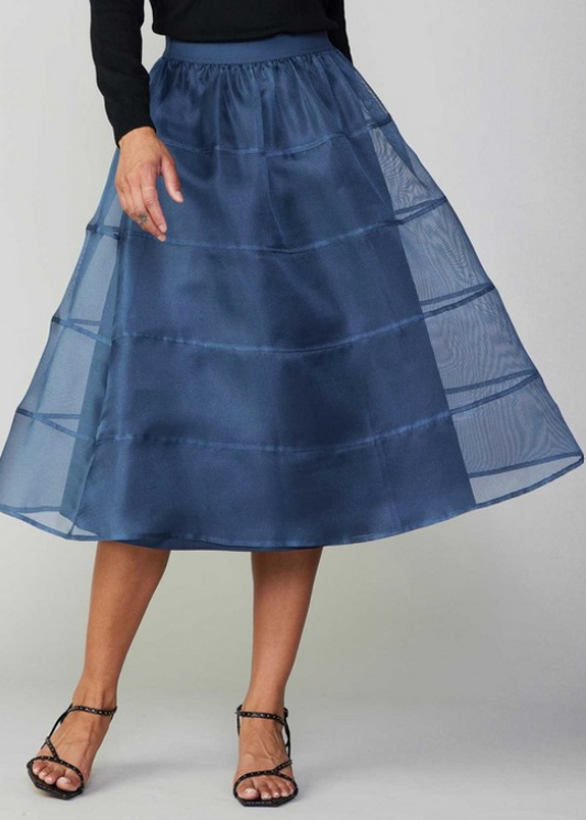 Current Air Slate Navy Sheer Puffy Skirt with Lining