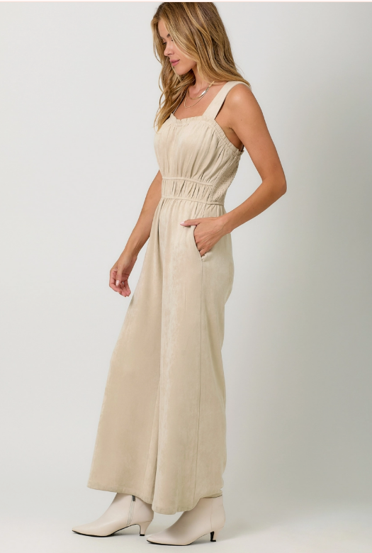 Mystree Suede Wide Leg Jumpsuit