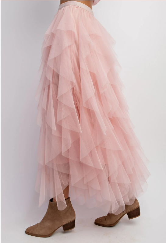 Pink Tulle Layered Skirt