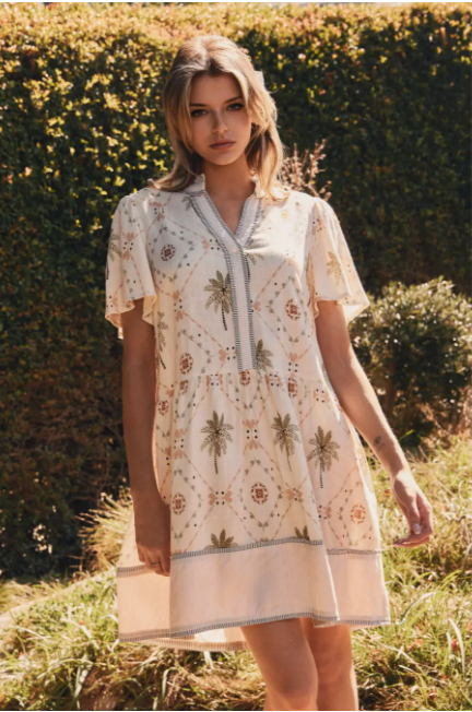 Oddi Tropical Printed Woven Mini Dress