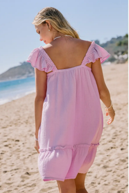 Lavender Cotton Gauze Textured Dress