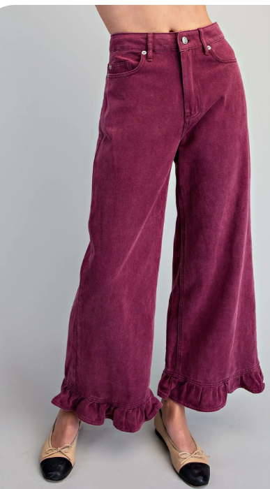 ee:some Sangria Ruffle Hem Pants
