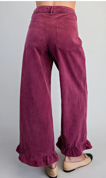 ee:some Sangria Ruffle Hem Pants