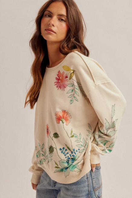 Hem & Thread Botanic Garden Print Sweatshirt