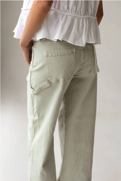 Risen Riviera High-rise Wide-leg Cropped Sage Pants