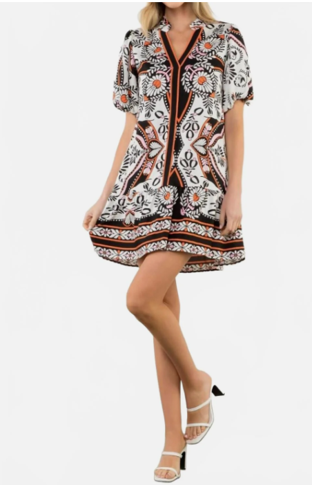 THML Exotic Black Print Dress
