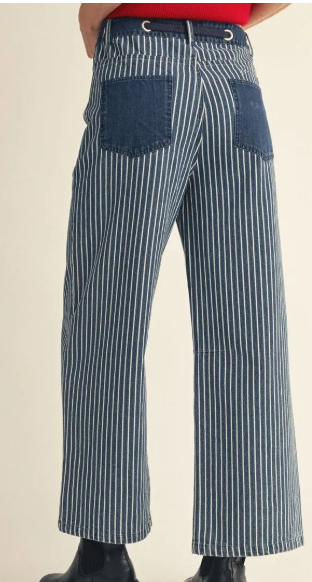 Jodifyl Wide Leg Stripe Denim Pants