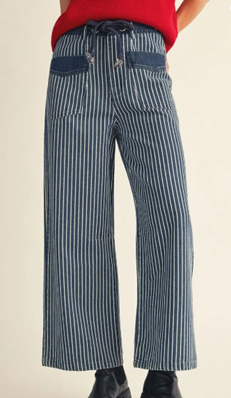 Jodifyl Wide Leg Stripe Denim Pants