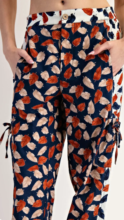 eesome Foliage Printed Cotton Pants
