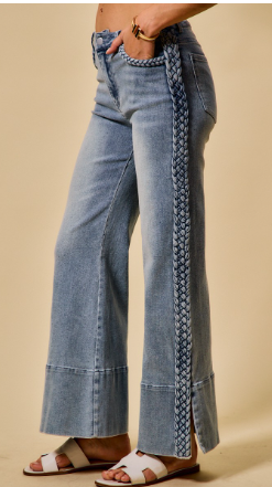 So Me Wide Leg Jeans with Side Braids
