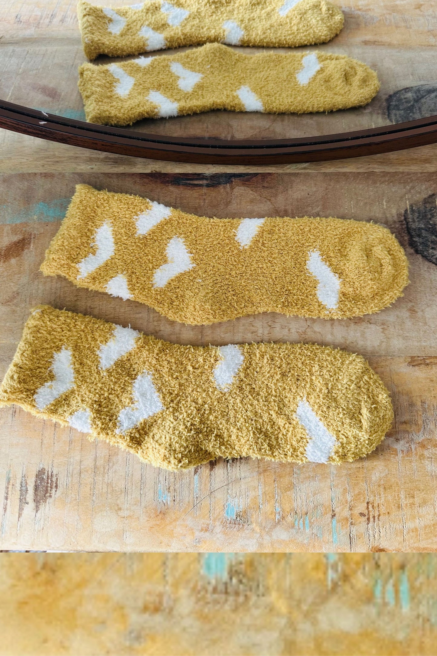 Golden Sunshine Hearts Soft and Fuzzy Socks