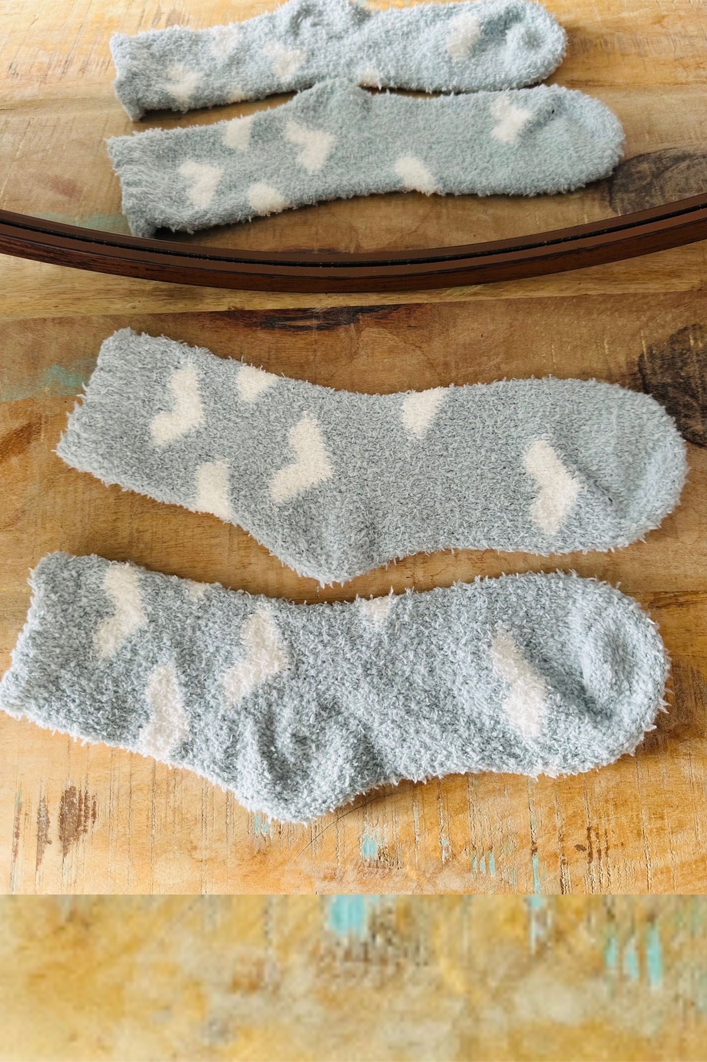 Mint Hearts Soft and Fuzzy Socks