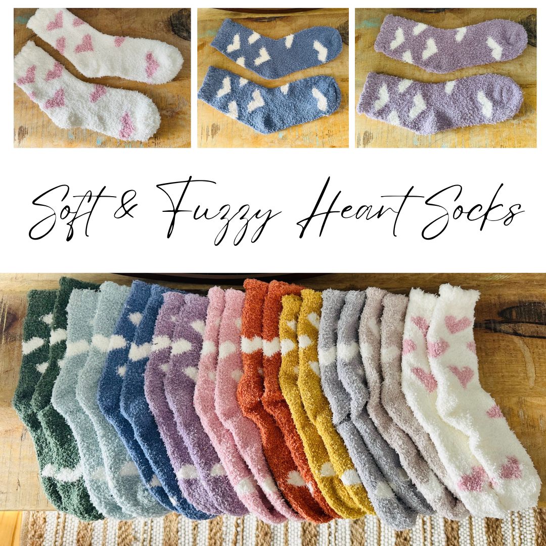 Hunter Green Hearts Soft and Fuzzy Socks