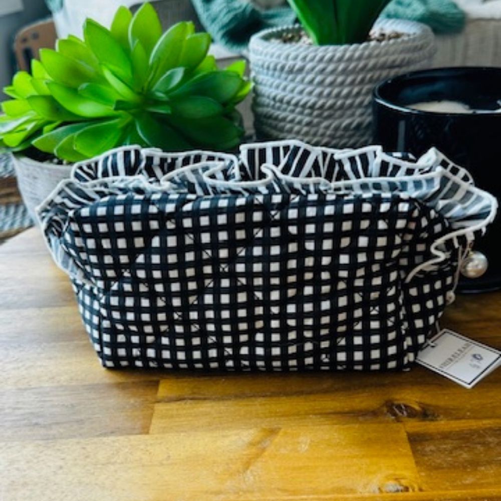 Black and White Checked Makeup Toiletries Bag