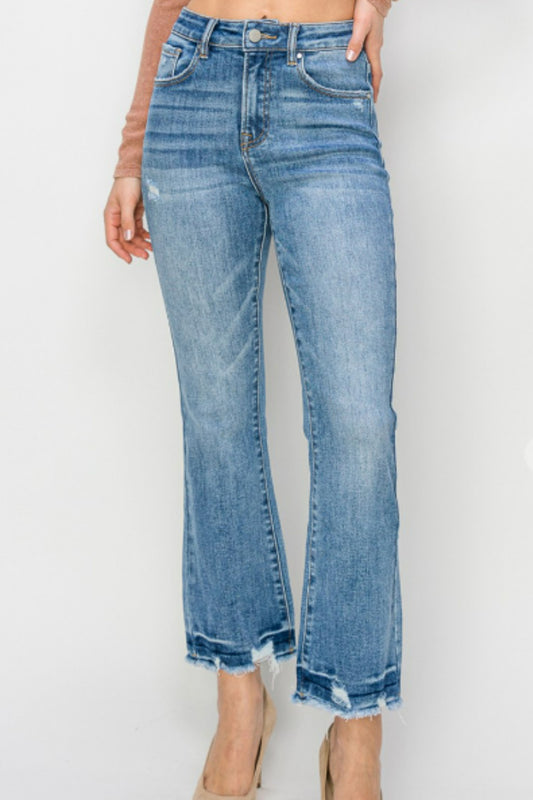 Risen High Rise Ankle Flare Jeans