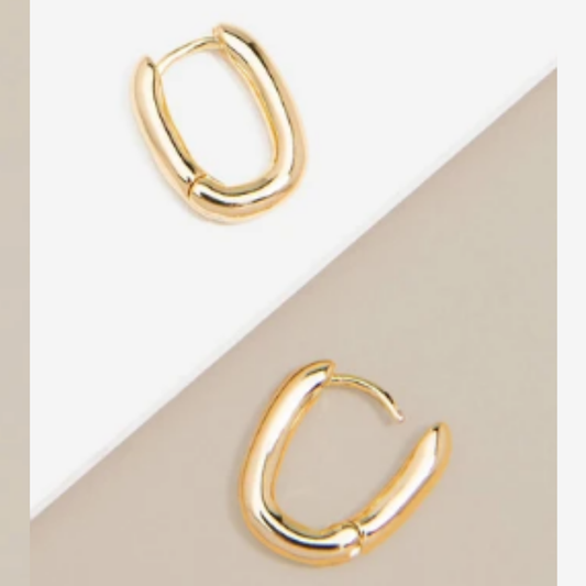 Gold Small Chunky U-Shape Huggie Earrings
