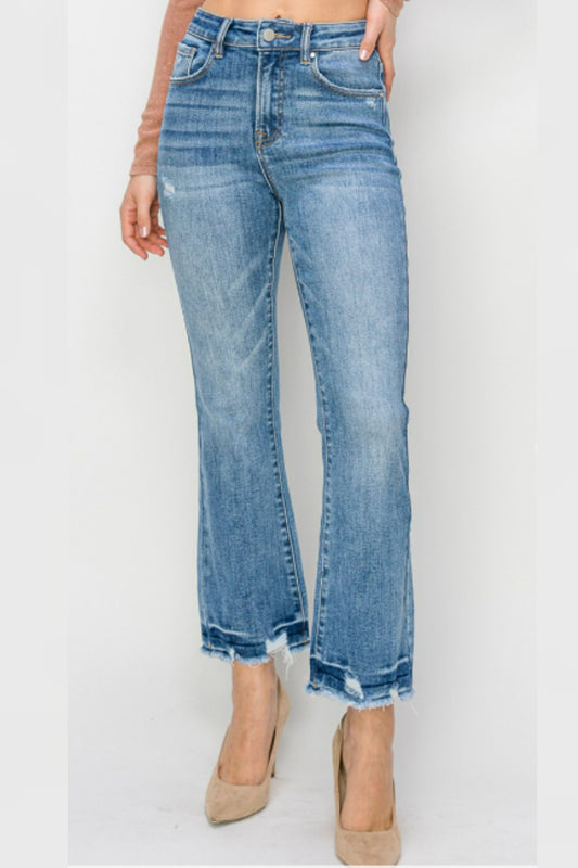 Risen High Rise Ankle Flare Jeans