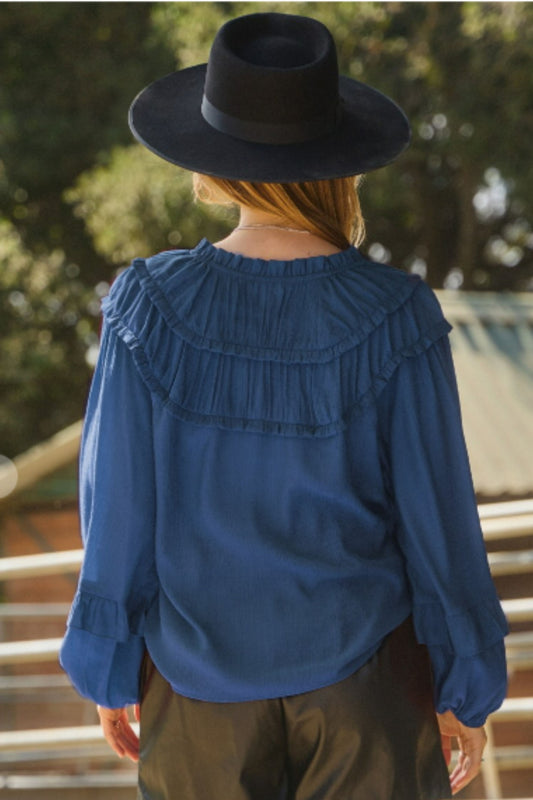 Oddi Blue Textured Blouse