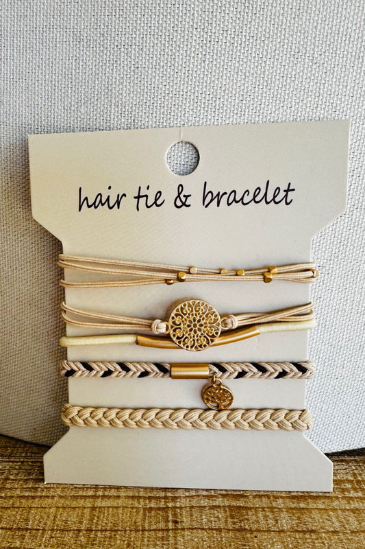 Cream Bracelet Hair Ties