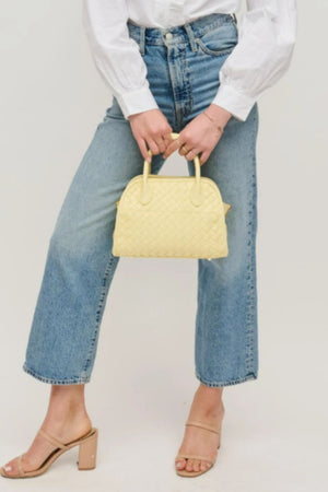 Butter Yellow Woven Satchel & Crossbody Bag