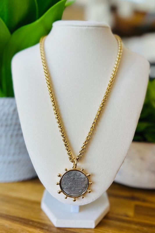 French Coin Gold Necklace